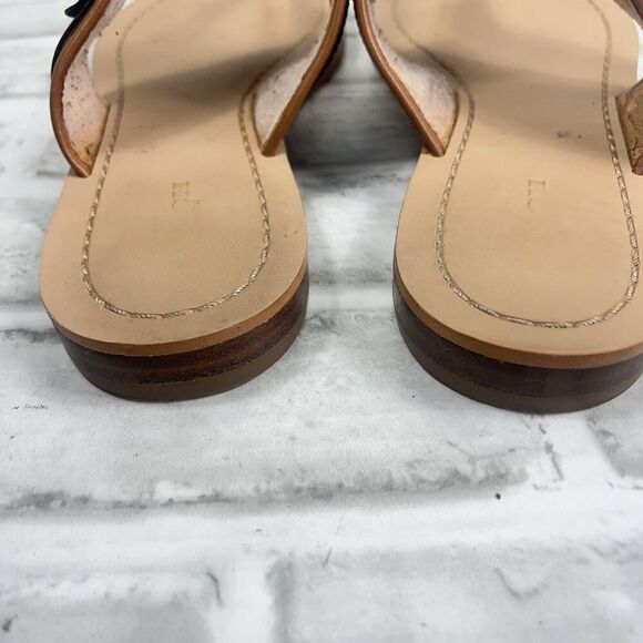 Coach Eileen Women's 9.5 Saddle Brown and Black Leather Comfort Thong Flip Flop - Picture 6 of 12